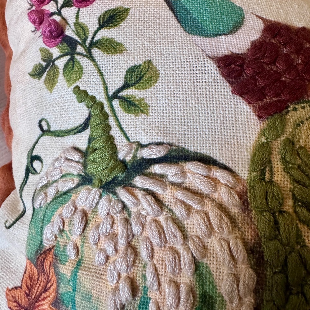Martha Stewart Embroidered Harvest Scene Pillow, Pheasant Pillow - Picture 13 of 16